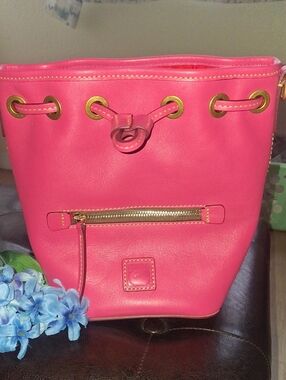 Dooney and Bourke Florentine Small Drawstring Crossbody-Fuschia